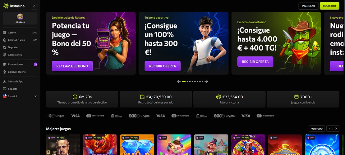 Captura de Instasino: deportes y casino en vivo