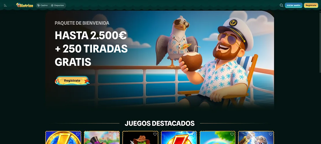Captura de Slotrize: catálogo de slots y seguridad